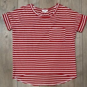 Umgee Striped pocket high low shirt